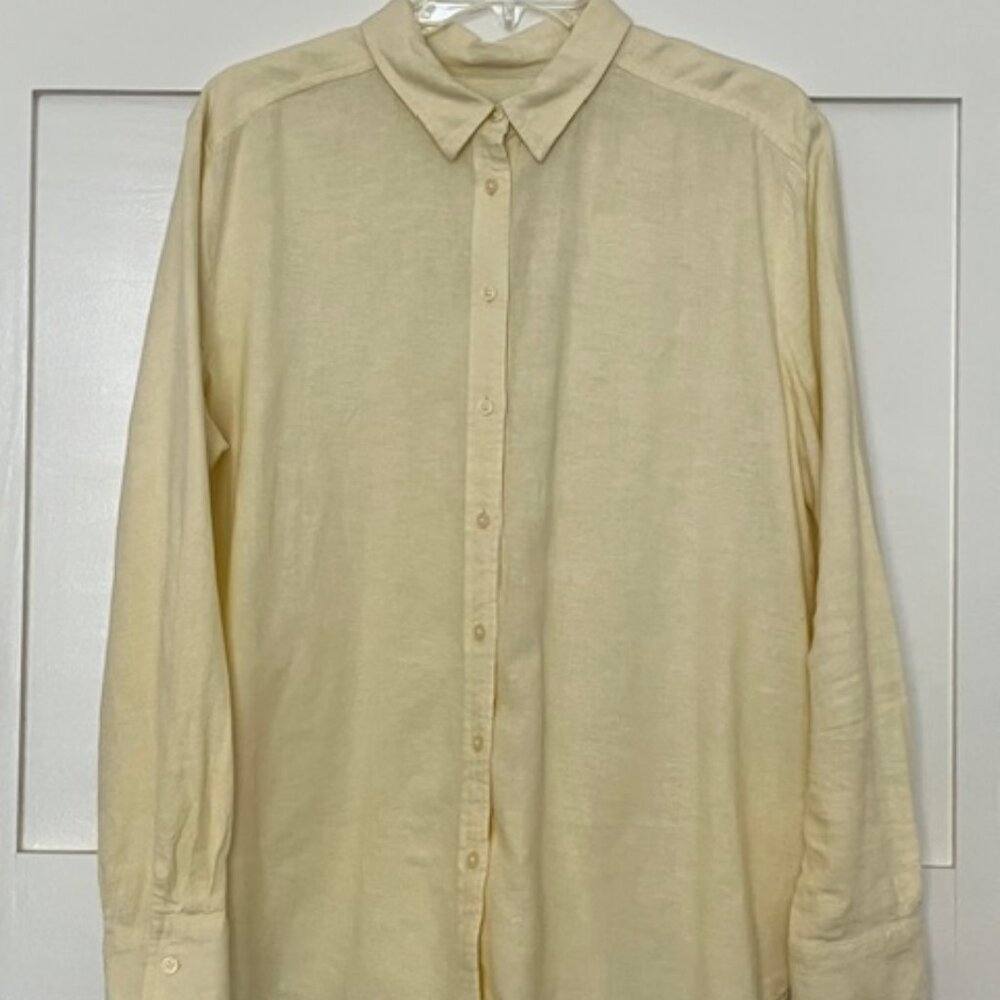 LOFT Yellow Linen Button Down